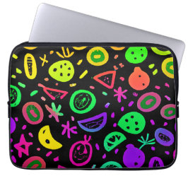 Vibrant Neon Fruits Mönster Art Laptop Fodral