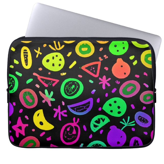 Vibrant Neon Fruits Mönster Art Laptop Fodral (Framsidan)