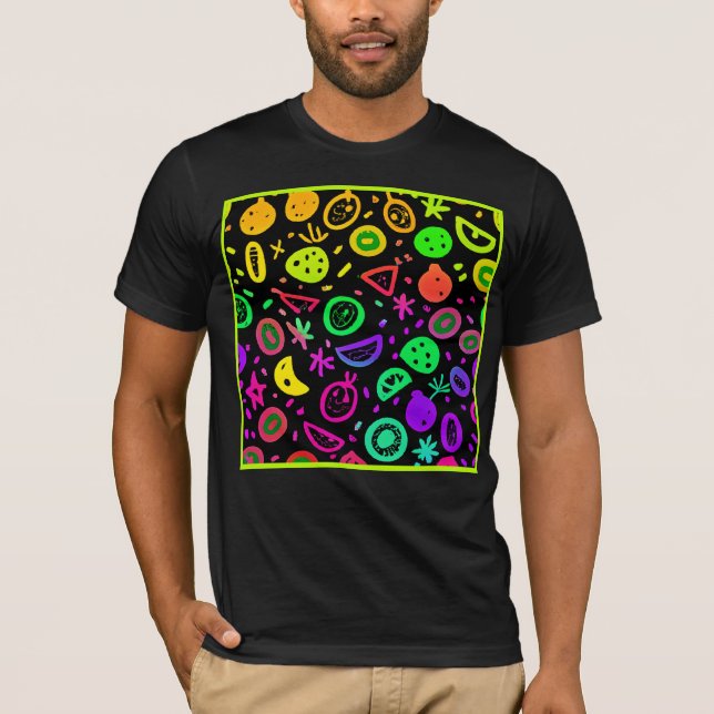 Vibrant Neon Fruits Mönster Art T Shirt (Framsida)