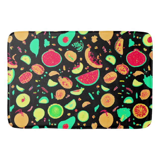 Vibrant Neon Fruits Mönster Badrumsmatta (Framsidan)