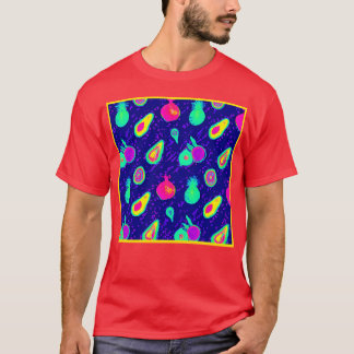 Vibrant Neon Fruits Mönster design T Shirt