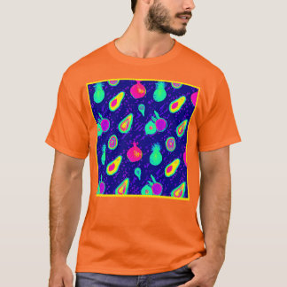 Vibrant Neon Fruits Mönster design T Shirt
