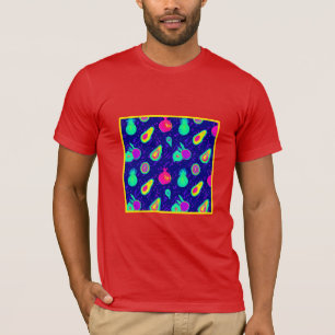 Vibrant Neon Fruits Mönster design T Shirt