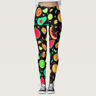Vibrant Neon Fruits Mönster Leggings
