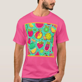 Vibrant Neon Fruits Orchard Art T Shirt