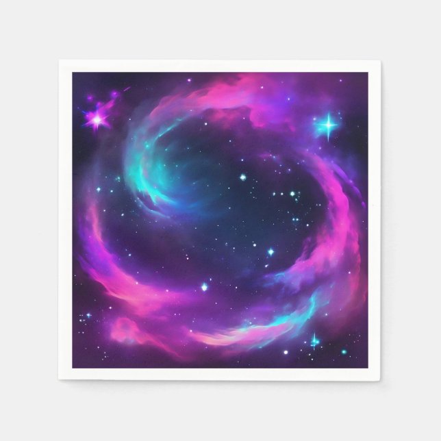 Vibrant Neon Galaxy Pappersservett (Framsidan)