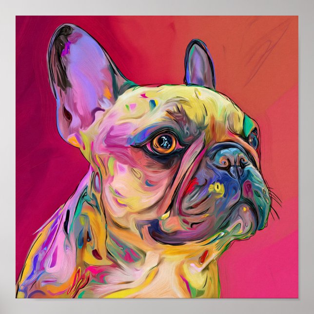 Vibrant Neon German Shepherd Pop Art Portrait Poster (Framsidan)