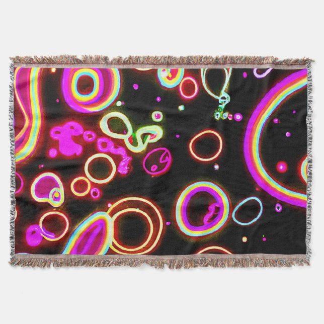 Vibrant Neon Glow Mönster Filt (Framsidan)