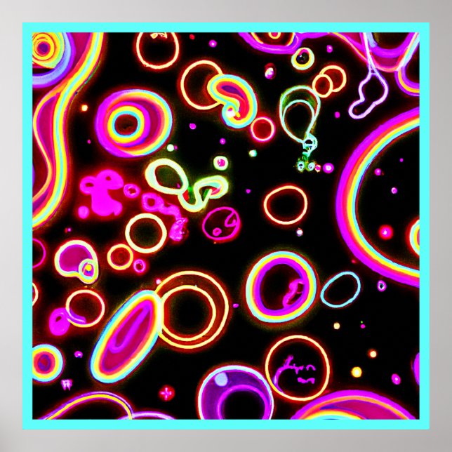 Vibrant Neon Glow Mönster Poster (Framsidan)