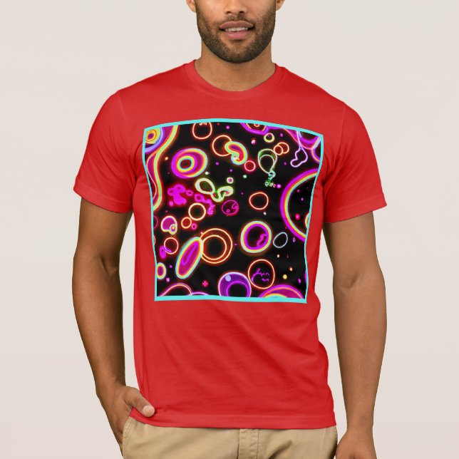 Vibrant Neon Glow Mönster T Shirt (Framsida)