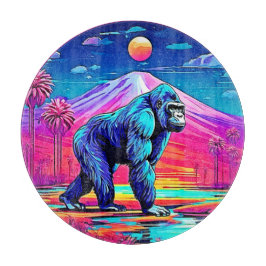 Vibrant Neon Gorilla i en surreal Jungle Scene