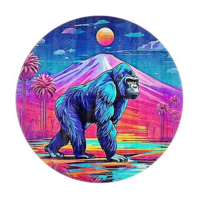 Vibrant Neon Gorilla i en surreal Jungle Scene (Framsidan)