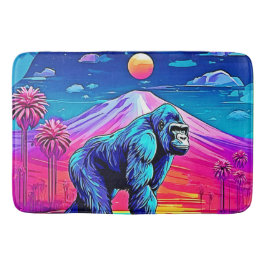 Vibrant Neon Gorilla i en surreal Jungle Scene Badrumsmatta