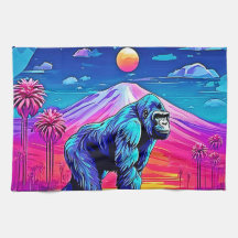 Vibrant Neon Gorilla i en surreal Jungle Scene