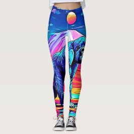 Vibrant Neon Gorilla i en surreal Jungle Scene Leggings