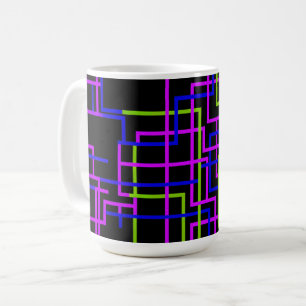 Vibrant Neon Grid  Kaffemugg
