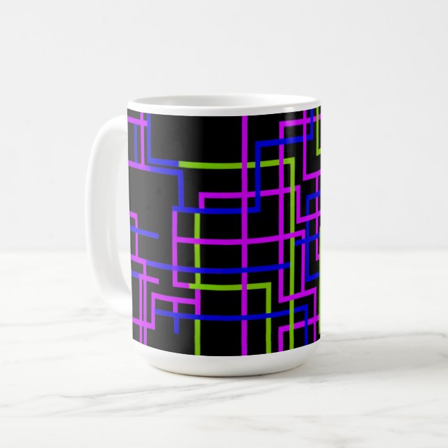 Vibrant Neon Grid  Kaffemugg (Framsida vänster)