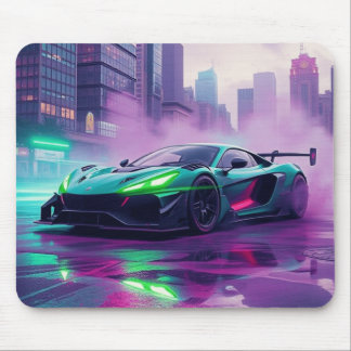 Vibrant Neon Hyper Car Mousepad Musmatta