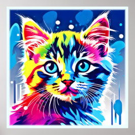 Vibrant Neon Kattunge Art Poster