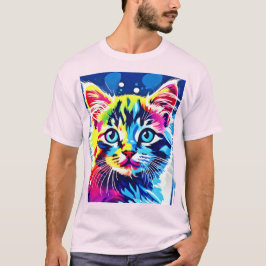 Vibrant Neon Kattunge Art T Shirt