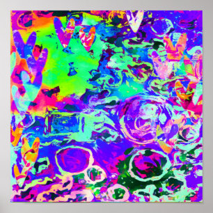 Vibrant Neon Lila Hearts Abstrakt Poster