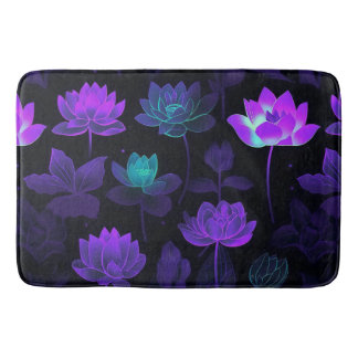 Vibrant Neon Lotus Flower Mönster Badrumsmatta
