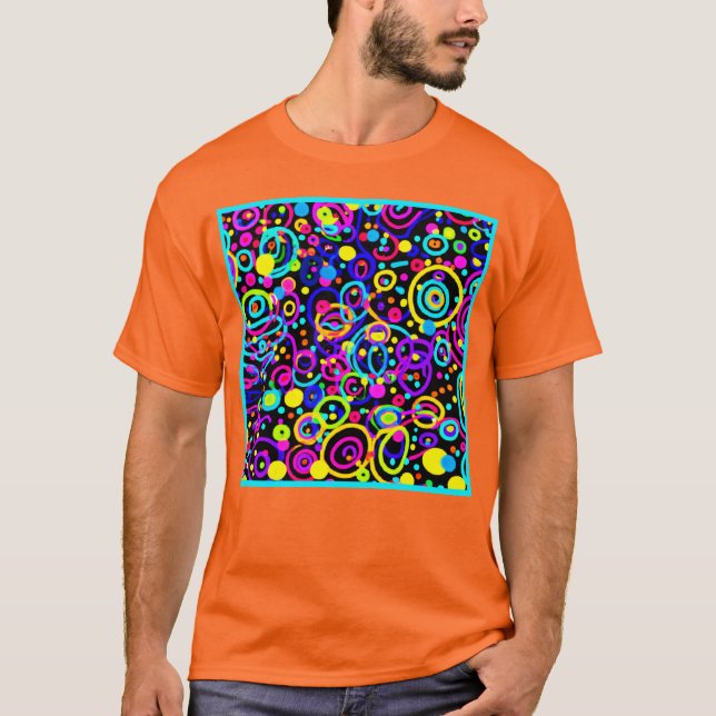 Vibrant Neon Mönster Art Design T Shirt (Framsida)