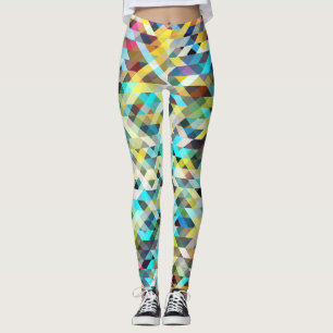 Vibrant Neon Mosaic: Abstraktens bakgrund. Leggings