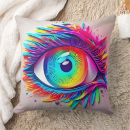Vibrant Neon Öga Abstrakt Artwork Kudde
