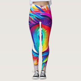 Vibrant Neon Öga Abstrakt Artwork Leggings