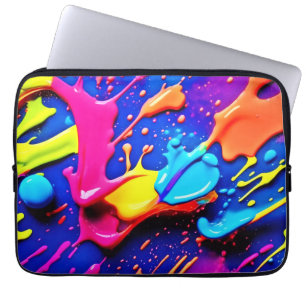 Vibrant Neon Paint Splatter Artwork Laptop Fodral