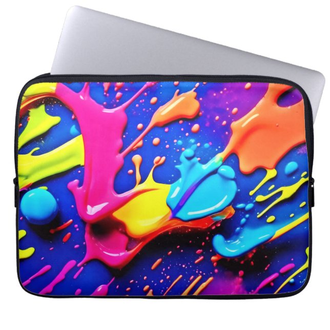 Vibrant Neon Paint Splatter Artwork Laptop Fodral (Framsidan)