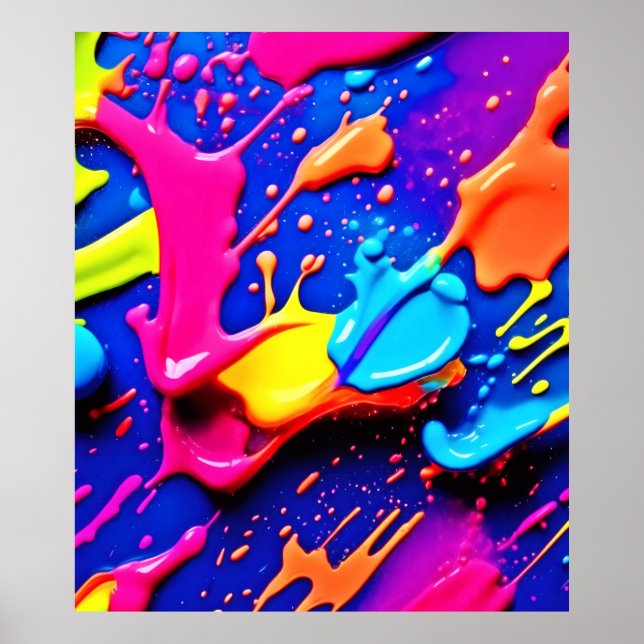 Vibrant Neon Paint Splatter Artwork Poster (Framsidan)