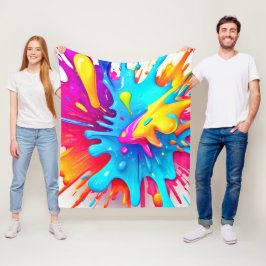 Vibrant Neon Paint Stänk Art Fleecefilt