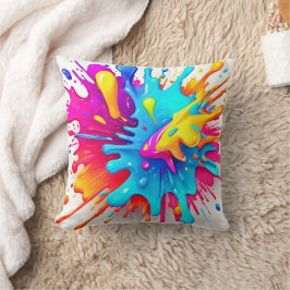 Vibrant Neon Paint Stänk Art Kudde