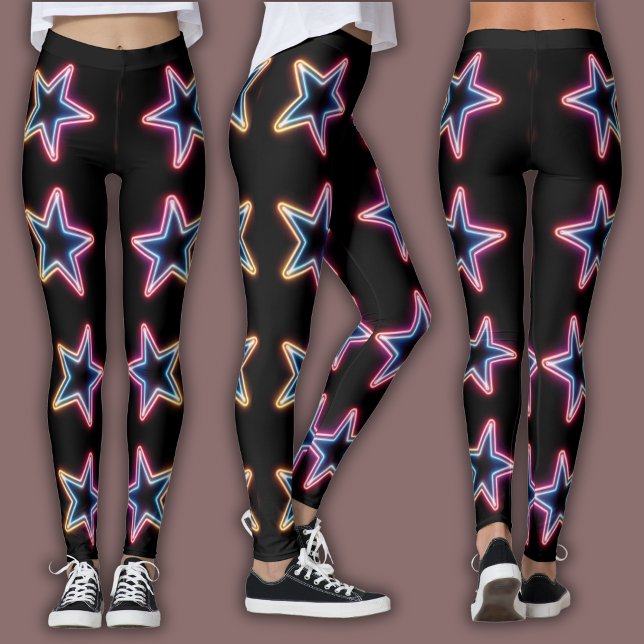 Vibrant Neon Pattern | 80's Electric Star Leggings (Skapare uppladdad)