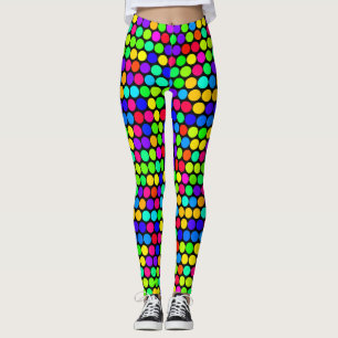 Vibrant Neon Polka Dot Mönster Leggings