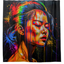 Vibrant Neon Porträtt - Abstrakt Expressionist Art