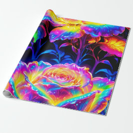 Vibrant Neon Psychedelic Flowers Presentpapper