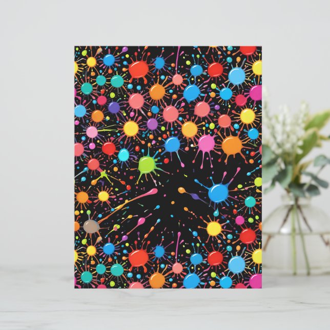 Vibrant Neon Rainbow Paint Splatter Paper (Stående Fram)