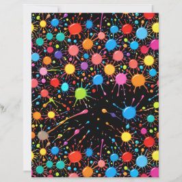 Vibrant Neon Rainbow Paint Splatter Paper