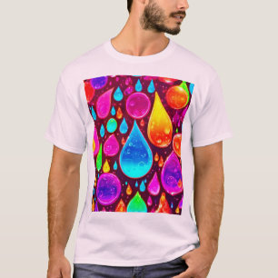 Vibrant Neon Raindrops Art T Shirt