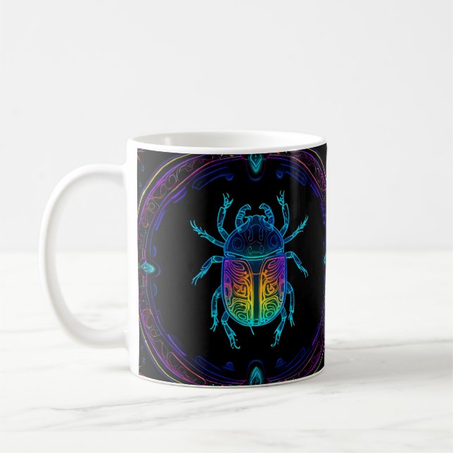 Vibrant Neon Scarab Kaffemugg (Vänster)