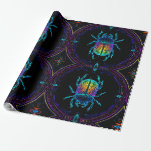 Vibrant Neon Scarab Presentpapper
