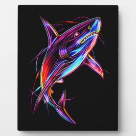 Vibrant Neon Shark Modern Digital Ocean