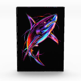 Vibrant Neon Shark Modern Digital Ocean