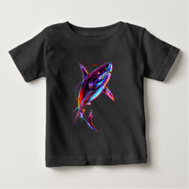 Vibrant Neon Shark Modern Digital Ocean T Shirt