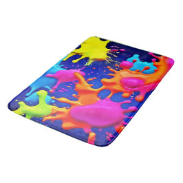 Vibrant Neon Stänk på Mörk Canvas Badrumsmatta