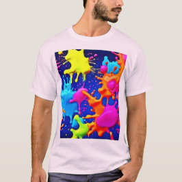 Vibrant Neon Stänk på Mörk Canvas T Shirt