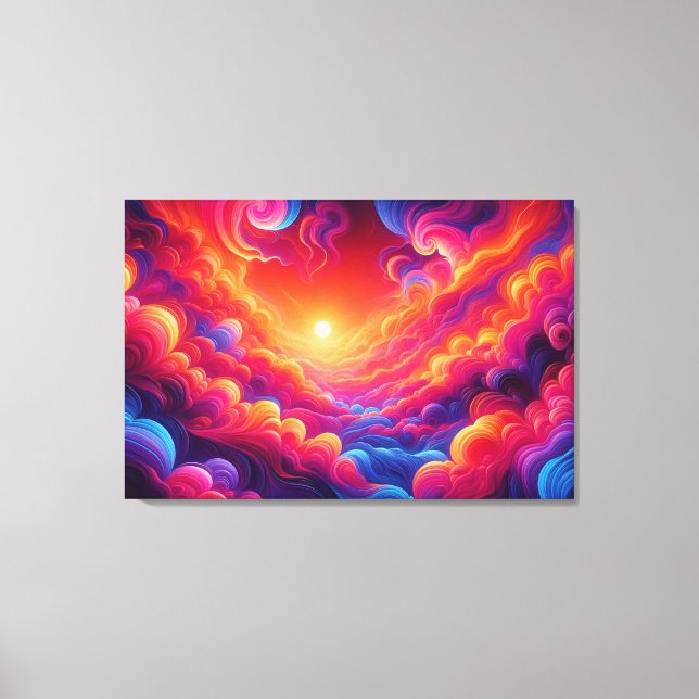 Vibrant Neon Sunset Canvastryck (Framsida)